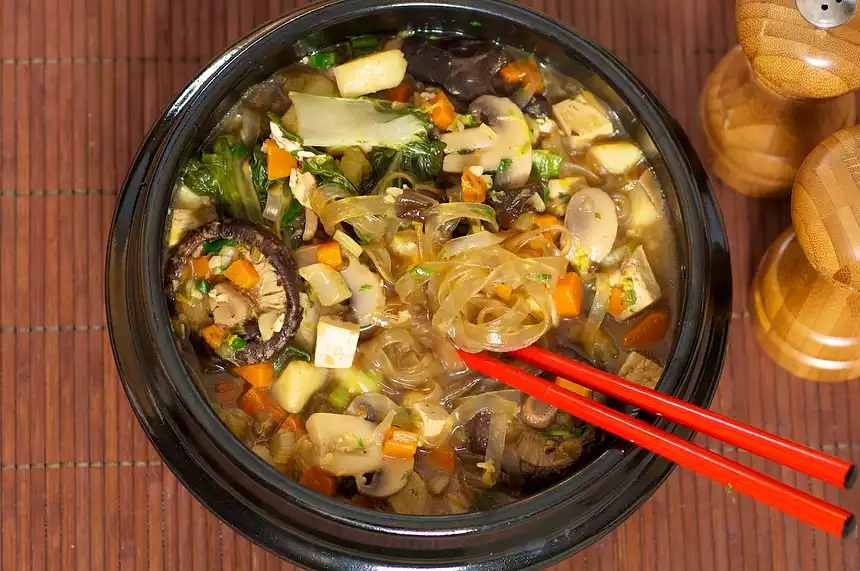 Shiitake and Veggie Stew with Garlic-Black Bean Sacue