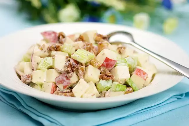 Apple, Celery Salad with Creamy Toasted Walnuts Dressing