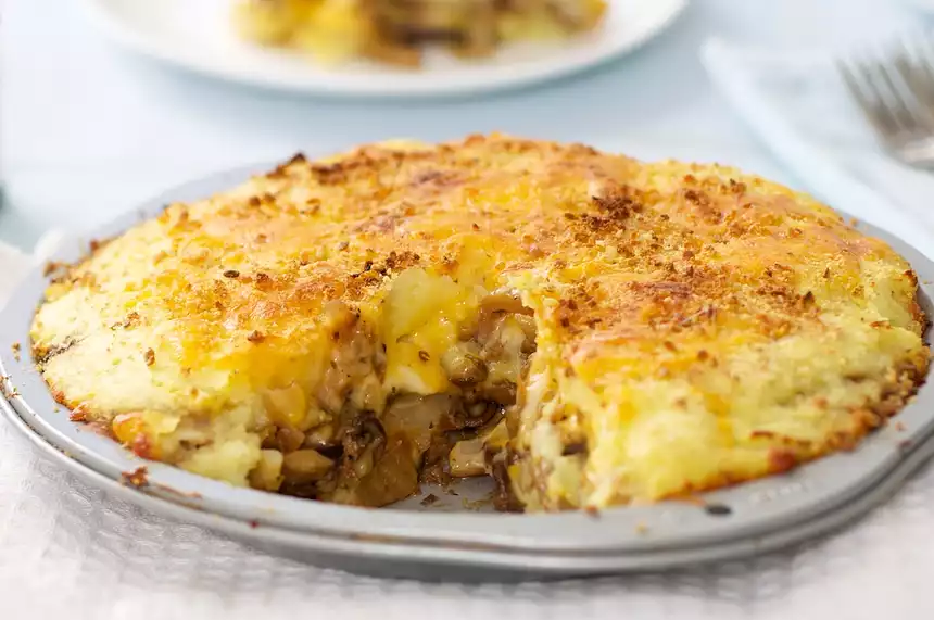 New Potato, Fennel, Onion and Mushroom Pie with Mozzarella