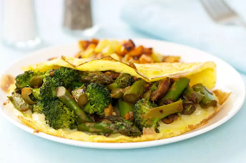 Asparagus, Broccoli, and Mushroom Omelette 