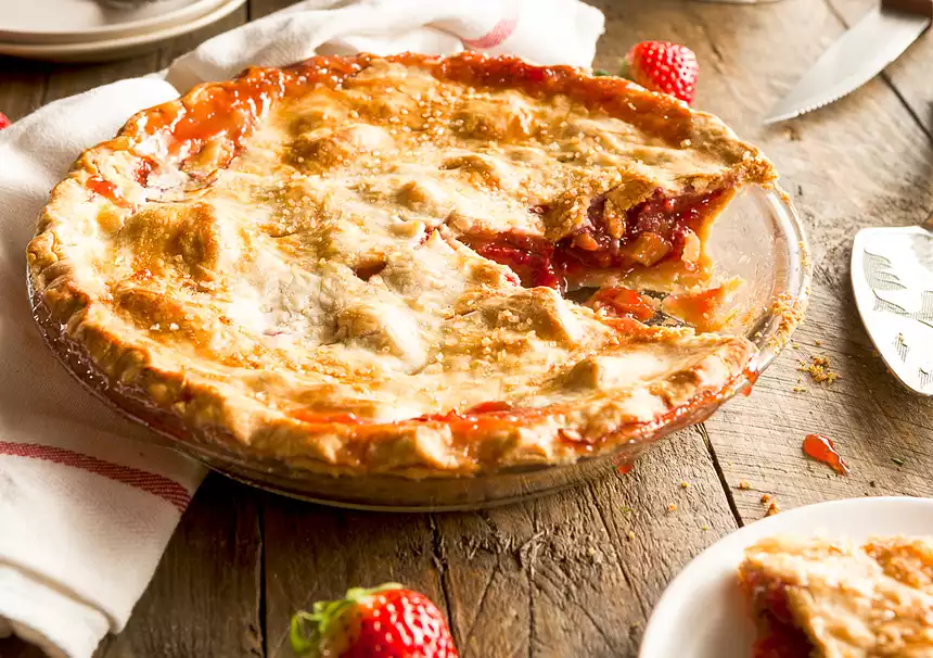 Favorite Glazed Strawberry-Rhubarb Pie