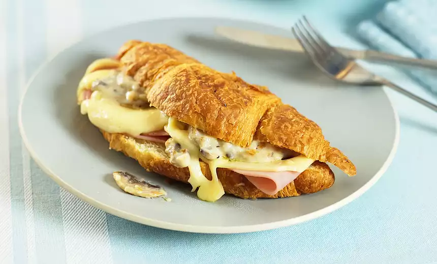 Ham and Swiss Mushroom Croissants