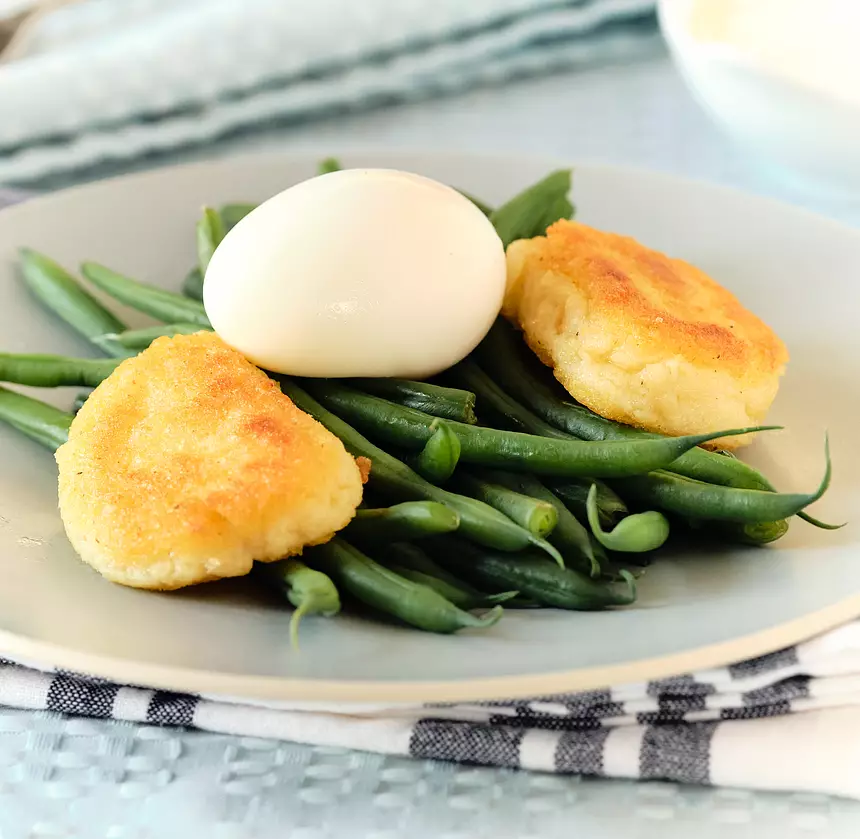 Golden Polenta and Egg with Mustard Sauce