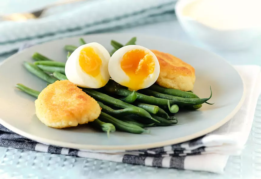 Golden Polenta and Egg with Mustard Sauce